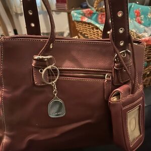 Nine West Maroon Leather Handbag